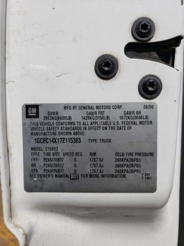 1GCEC14X17Z115383 - 2007 CHEVROLET SILVERADO C1500 CLASSIC WHITE photo 12