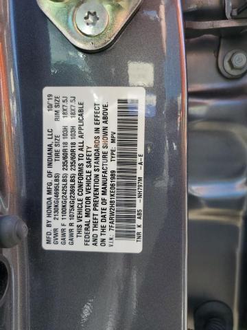 7FARW2H81KE061989 - 2019 HONDA CR-V EXL GRAY photo 13