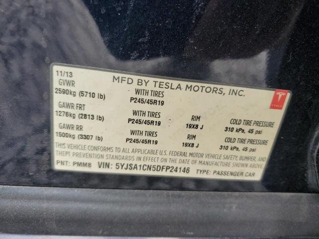 5YJSA1CN5DFP24146 - 2013 TESLA MODEL S BLUE photo 13