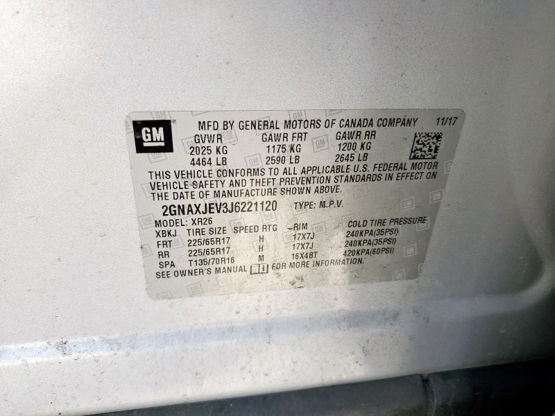 2GNAXJEV3J6221120 - 2018 CHEVROLET EQUINOX LT ვერცხლისფერი ფოტო 25