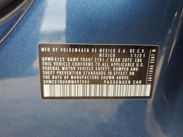 3VWC57BU8MM092904 - 2021 VOLKSWAGEN JETTA S BLUE photo 12