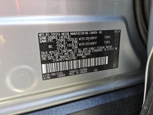 2T3W1RFV1RW337882 - 2024 TOYOTA RAV4 XLE ვერცხლისფერი ფოტო 12