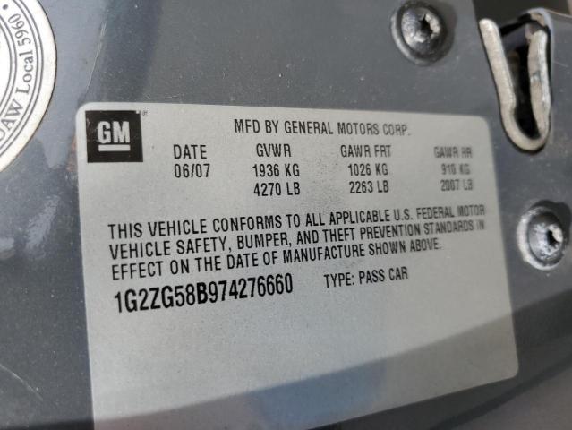 1G2ZG58B974276660 - 2007 PONTIAC G6 BASE GRAY photo 12