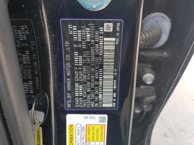 JHMFE1F74NX002434 - 2022 HONDA CIVIC EX BLACK photo 12