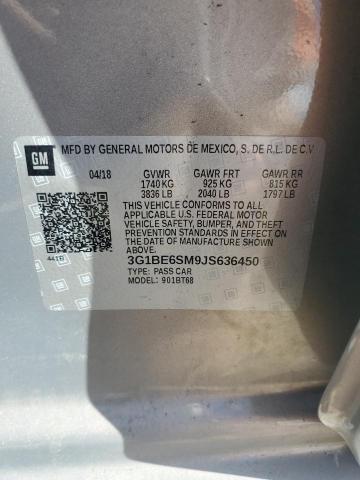 3G1BE6SM9JS636450 - 2018 CHEVROLET CRUZE LT Сұр фото 12