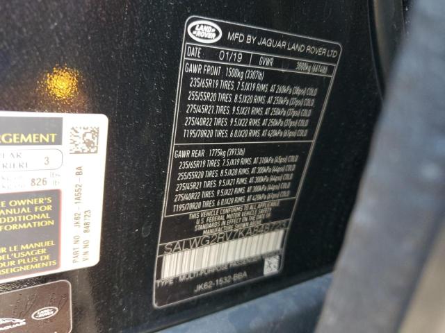 SALWG2RV7KA848723 - 2019 LAND ROVER RANGE ROVE SE BLACK photo 13