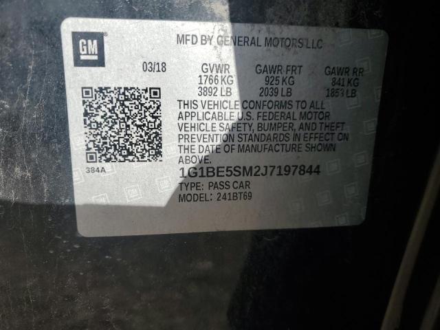 1G1BE5SM2J7197844 - 2018 CHEVROLET CRUZE LT أسود صورة 12