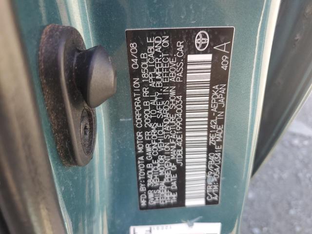 JTDBL40E199040034 - 2009 TOYOTA COROLLA BASE Yaşıl foto 12