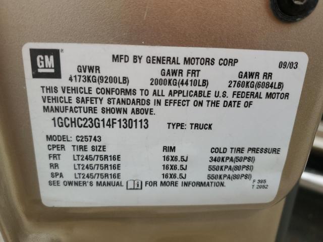 1GCHC23G14F130113 - 2004 CHEVROLET SILVERADO C2500 HEAVY DUTY GOLD photo 12