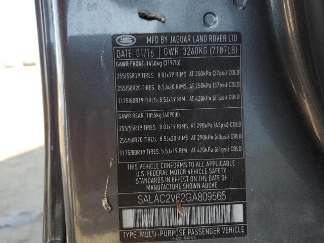 SALAC2V62GA809565 - 2016 LAND ROVER LR4 ნაცრისფერი ფოტო 12