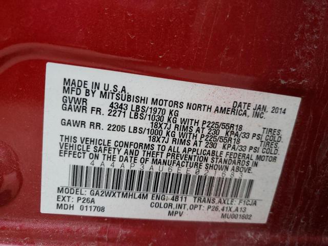 4A4AP3AU6EE021683 - 2014 MITSUBISHI OUTLANDER ES წითელი ფოტო 13