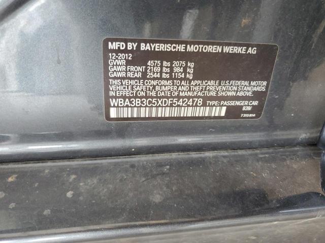 WBA3B3C5XDF542478 - 2013 BMW 328 XI GRAY photo 12