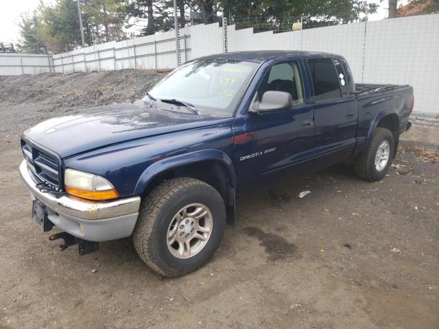 1B7HG38N12S591009 - 2002 DODGE DAKOTA QUAD SPORT BLUE photo 1