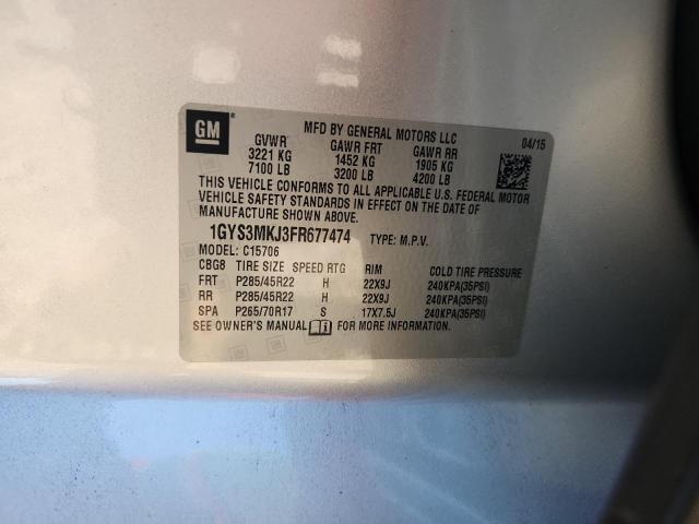 1GYS3MKJ3FR677474 - 2015 CADILLAC ESCALADE LUXURY Plata foto 13