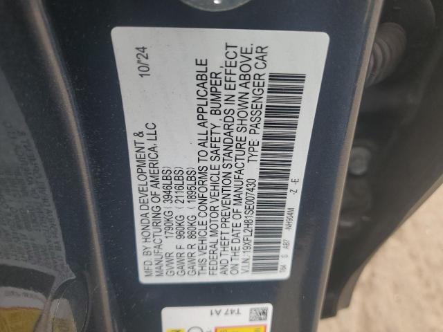 19XFL2H81SE007430 - 2025 HONDA CIVIC SPORT GRAY photo 12