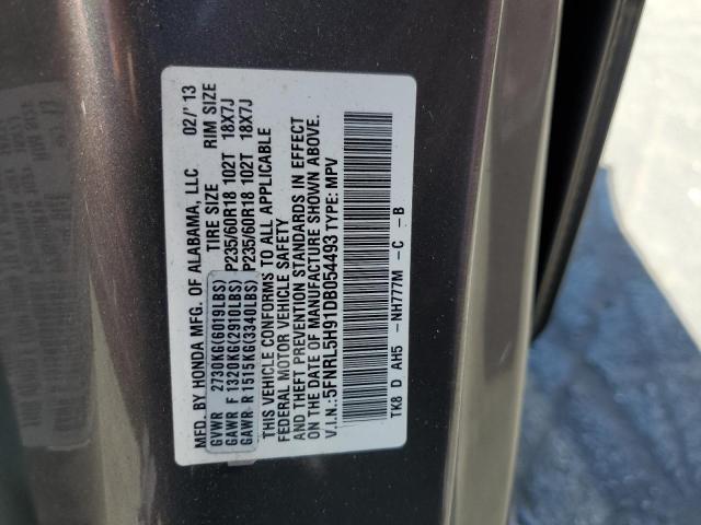 5FNRL5H91DB054493 - 2013 HONDA ODYSSEY TOURING CHARCOAL photo 13