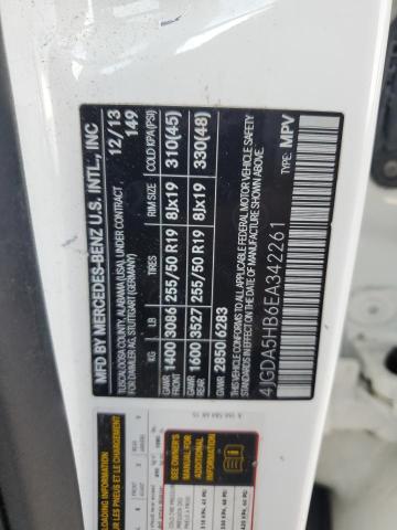 4JGDA5HB6EA342261 - 2014 MERCEDES-BENZ ML 350 4MATIC WHITE photo 13