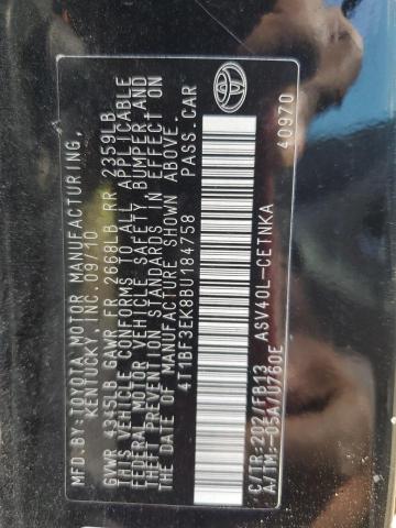 4T1BF3EK8BU184758 - 2011 TOYOTA CAMRY BASE BLACK photo 13