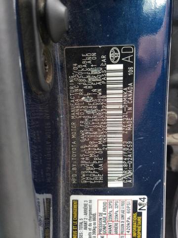 2T1KR32E65C332708 - 2005 TOYOTA COROLLA MA XR BLUE photo 12