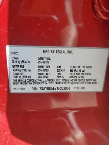 7SAYGDEE7TF363964 - 2026 TESLA MODEL Y RED photo 13