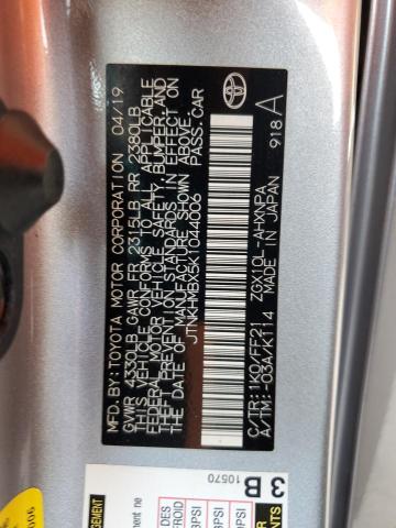 JTNKHMBX5K1044006 - 2019 TOYOTA C-HR XLE Argent photo 14