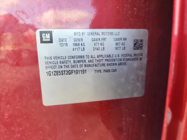 1G1ZE5ST2GF191191 - 2016 CHEVROLET MALIBU LT RED photo 13