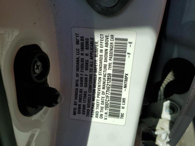 19XFC1F77HE212859 - 2017 HONDA CIVIC EXL 白色 照片 12