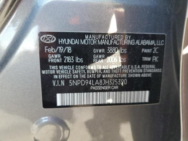 5NPD94LA8JH325390 - 2018 HYUNDAI ELANTRA ECO GRAY photo 13