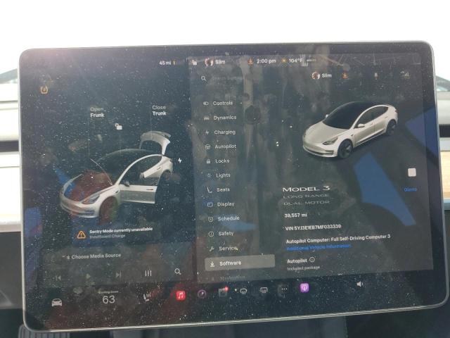 5YJ3E1EB7MF033339 - 2021 TESLA MODEL 3 Blanc photo 9