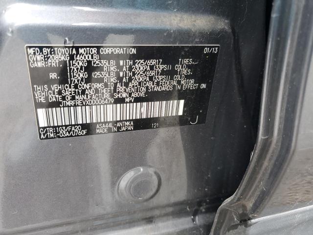 JTMRFREVXDD006479 - 2013 TOYOTA RAV4 XLE GRAY photo 13
