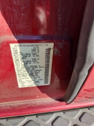 5N1AR18U05C728376 - 2005 NISSAN PATHFINDER LE Կարմիր լուսանկար 13