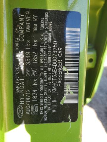 KMHCT5AE4DU073250 - 2013 HYUNDAI ACCENT GLS GREEN photo 12