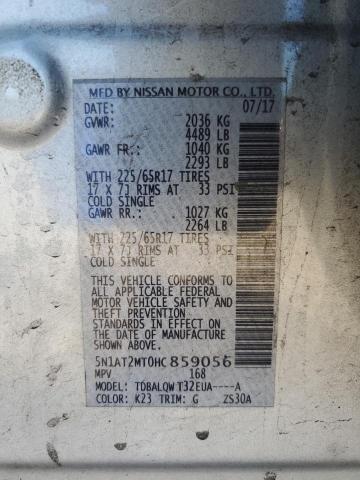 5N1AT2MT0HC859056 - 2017 NISSAN ROGUE S SILVER photo 14