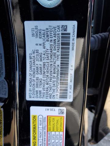 2HGFE2F55PH554734 - 2023 HONDA CIVIC SPORT 黑色 照片 12