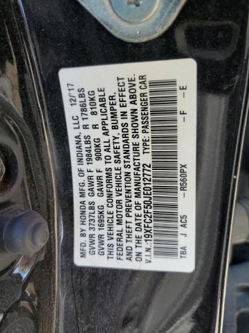 19XFC2F50JE012772 - 2018 HONDA CIVIC LX BLACK photo 12