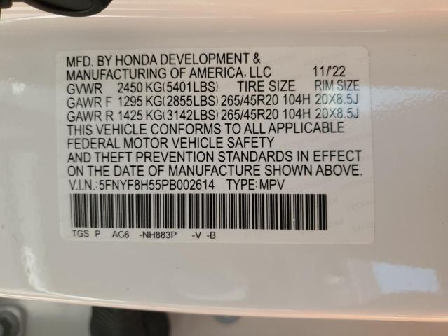 5FNYF8H55PB002614 - 2023 HONDA PASSPORT EXL თეთრი ფოტო 14