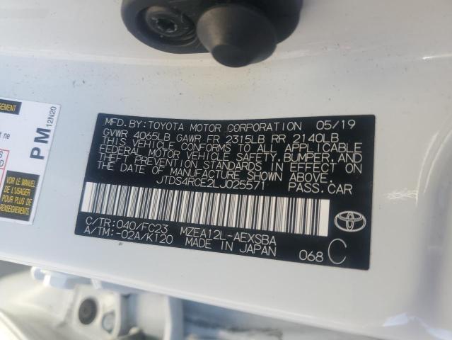 JTDS4RCE2LJ025571 - 2020 TOYOTA COROLLA SE 白色 照片 12