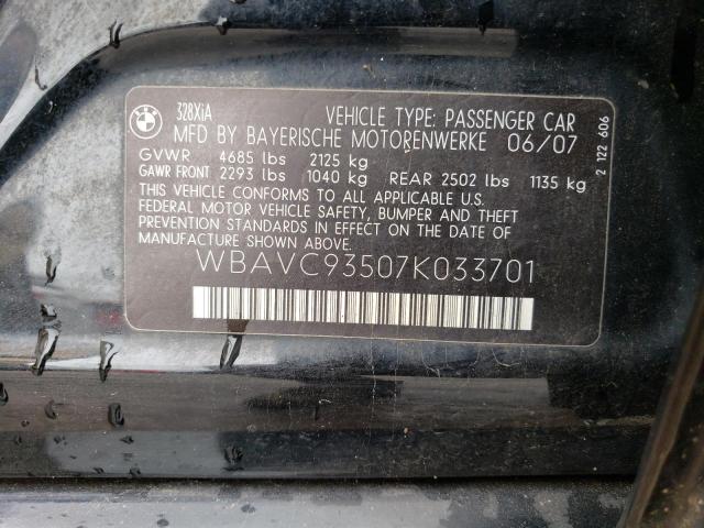 WBAVC93507K033701 - 2007 BMW 328 XI BLACK photo 12