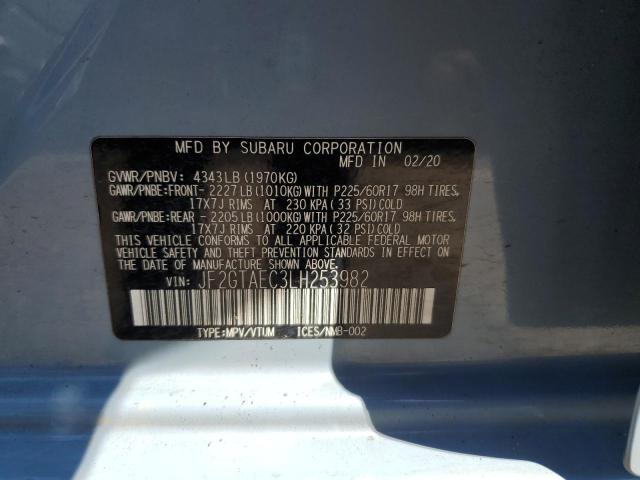 JF2GTAEC3LH253982 - 2020 SUBARU CROSSTREK PREMIUM ლურჯი ფოტო 13