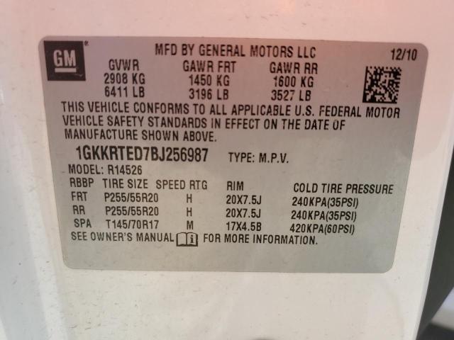 1GKKRTED7BJ256987 - 2011 GMC ACADIA DENALI 白色 照片 13