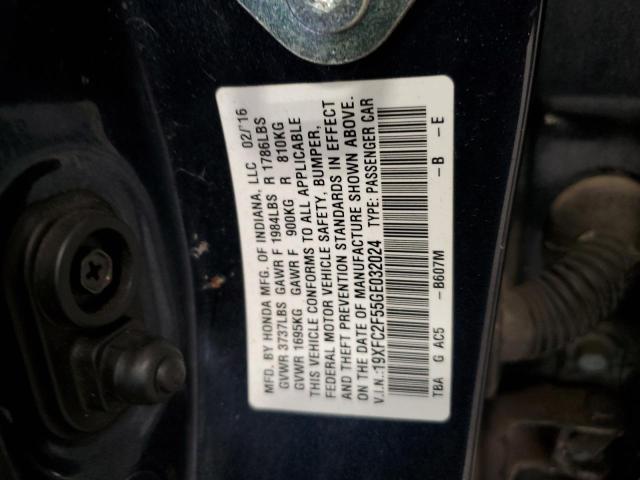19XFC2F55GE032024 - 2016 HONDA CIVIC LX BLUE photo 12