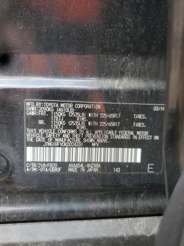 JTMG1RFV0KD024331 - 2019 TOYOTA RAV4 LE Черный фото 13