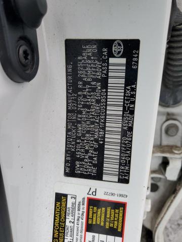 4T1BF1FK6CU559504 - 2012 TOYT CAMRY BASE WHITE photo 12
