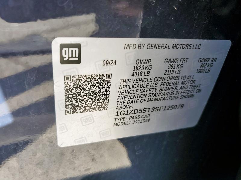 1G1ZD5ST3SF125079 - 2025 CHEVROLET MALIBU LT BLUE photo 12