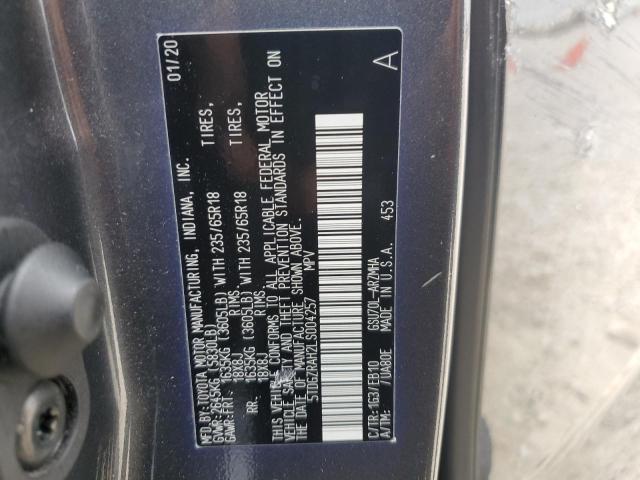 5TDGZRAH2LS004257 - 2020 TOYOTA HIGHLANDER XLE GRAY photo 13