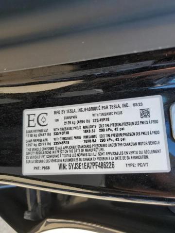 5YJ3E1EA7PF486226 - 2023 TESLA MODEL 3 Qara foto 13