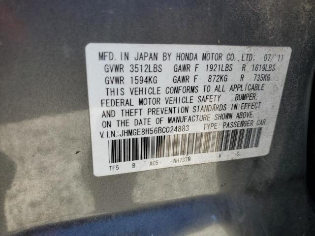 JHMGE8H56BC024883 - 2011 HONDA FIT SPORT 灰色 照片 14