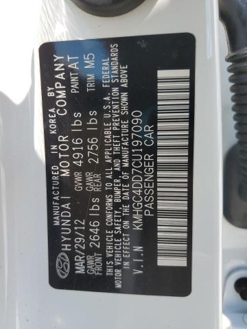 KMHGC4DD7CU197090 - 2012 HYUNDAI GENESIS 3.8L Weiß Foto 12