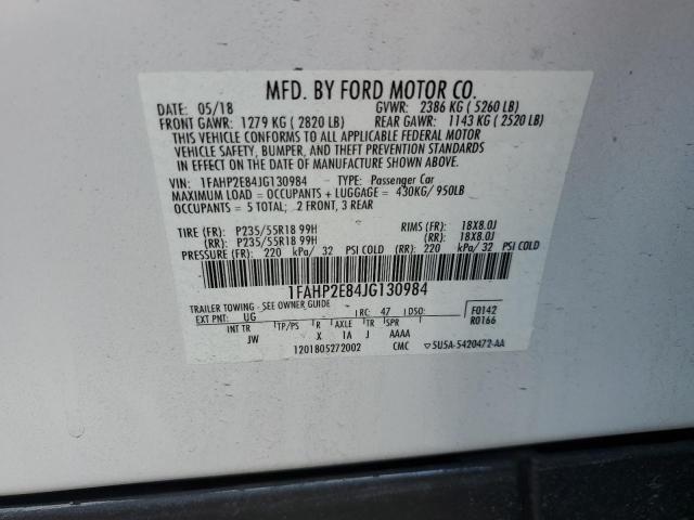 1FAHP2E84JG130984 - 2018 FORD TAURUS SEL WHITE photo 12