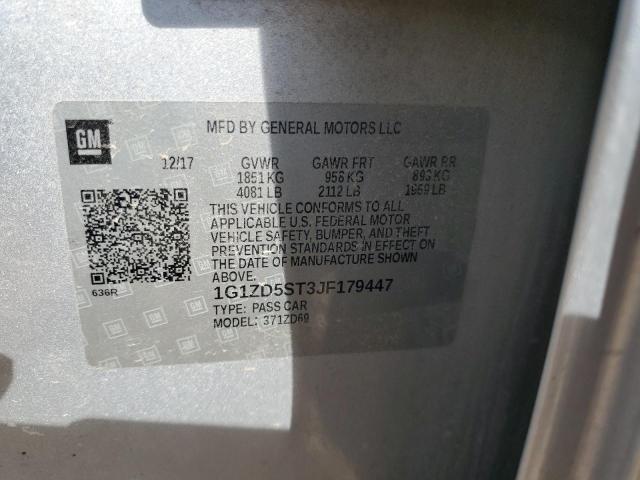 1G1ZD5ST3JF179447 - 2018 CHEVROLET MALIBU LT SILVER photo 13